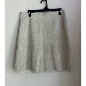 Vintage 90s Y2K Jackie Blue Suede Skirt 12 Beige Minimalist Classic Quiet Luxury